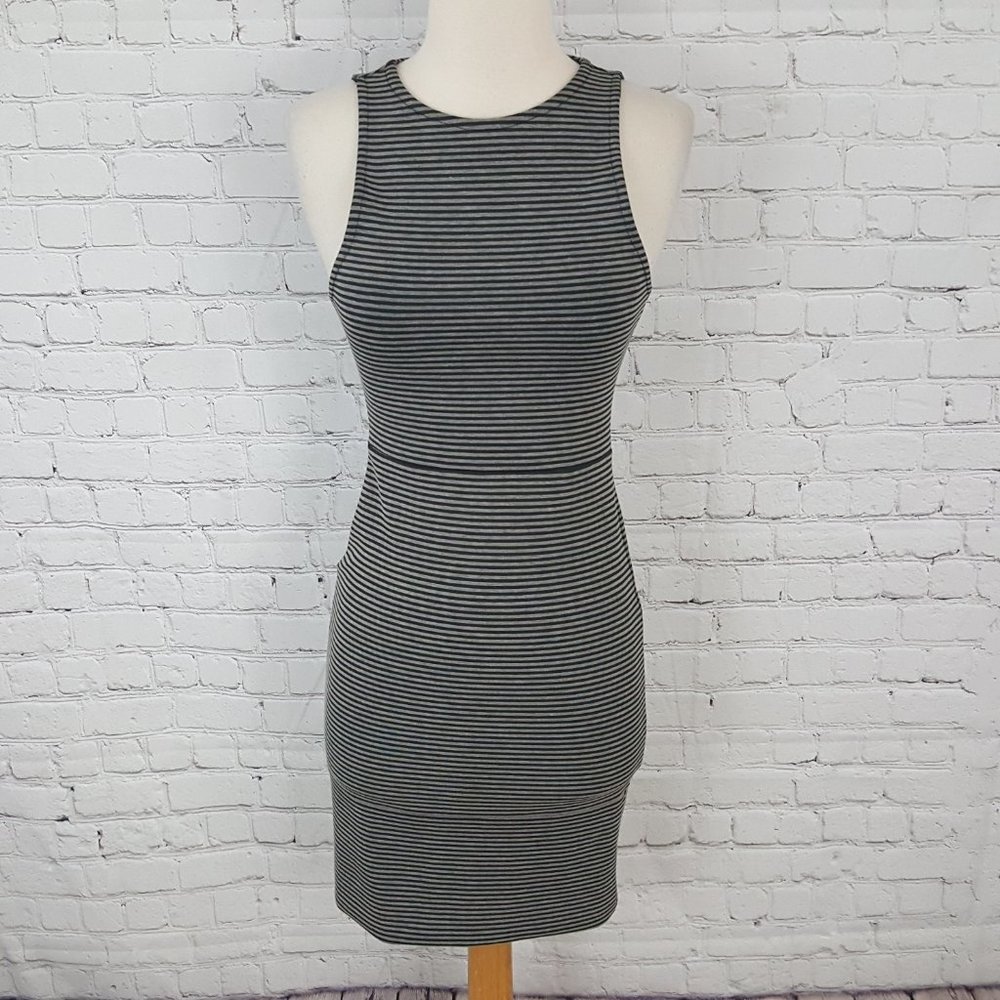 TopShop Gray Black Striped Bodycon Dress 2
